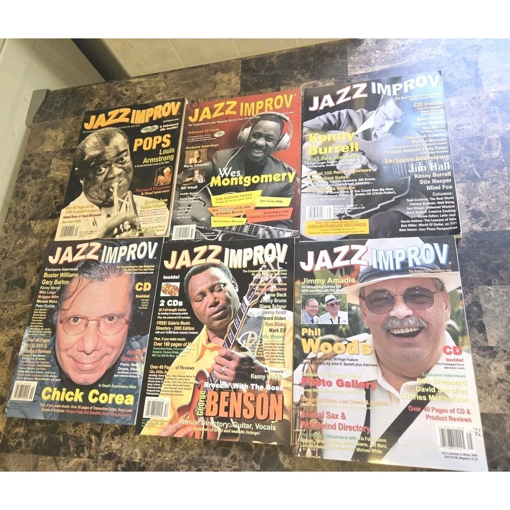 Jazz Improv Magazine Lot RARE Louis Armstrong George Benson NO CDS INCLUDED